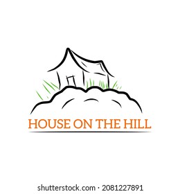 Image of a house on a hill. Can be used for t-shirts or for any graphic purposes. 100% editable.