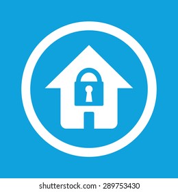 Image of house with padlock in circle, isolated on blue