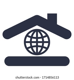 Image of a house with the planet earth inside it.  Planet earth is our favorite home.Vector illustration.