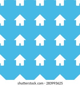 Image of house, repeated in straight lines on blue background