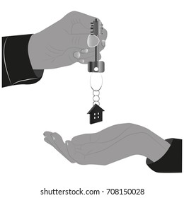 Image of a house sale. Palm and key from home. Realtor services.