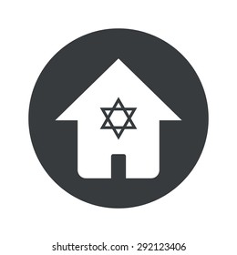 Image of house with Star of David in black circle, isolated on white