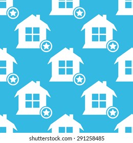 Image of house with star, repeated on blue background