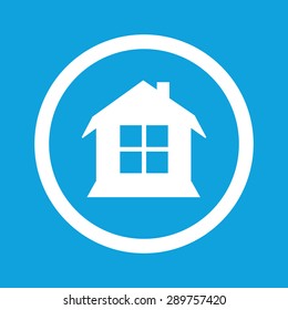 Image of house with window in circle, isolated on blue