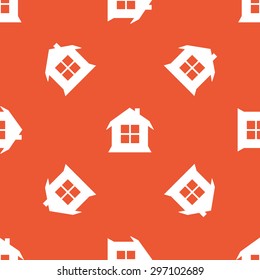 Image of house with window, repeated on orange background