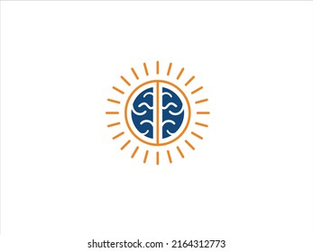 image of a human brain shining like the sun vector illustration design