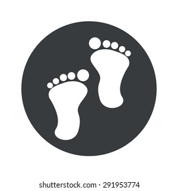 Image of human footprints in black circle, isolated on white