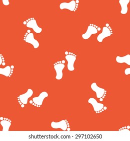 Image of human footprints, repeated on orange background