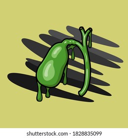 Image of human organs in the style of leaking paint. Gallbladder. Images intended for art, medicine, and more. Vector illustration.
