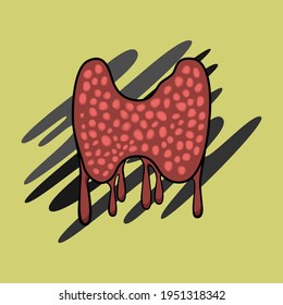 Imagen de órganos humanos con el estilo de pintura filtrada. Tiroides. Imágenes destinadas al arte, la medicina y más. Ilustración vectorial.