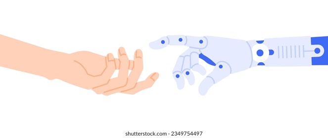 Imagen de coexistencia humana y robot. Ilustración del concepto de colaboración.