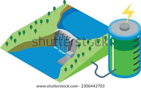 Image of hydroelectric power generation and storage batteries