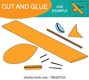 Image of hydroplane (air transport). Cut and glue (paste). Educational game for children.