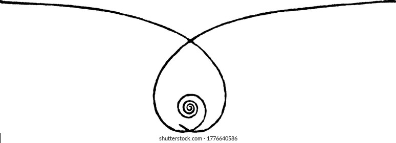 it is an image of hyperbolic spiral, also called a reciprocal spiral, it is exact opposite of an Archimedean spiral, vintage line drawing or engraving 