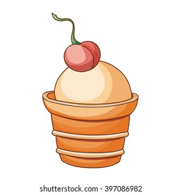 Image of ice cream with cherry against white background