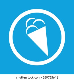 Image of ice cream cone in circle, isolated on blue