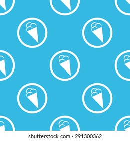 Image of ice cream cone in circle, repeated on blue background