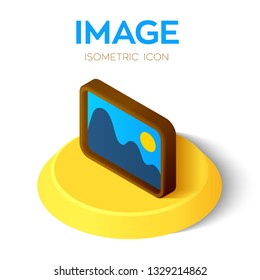 Image icon. 3D Isometric Image or Picture sign. Created For Mobile, Web, Decor, Print Products, Application. Perfect for web design, banner and presentation. Vector Illustration.