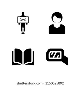 image icon. 4 image set with radiography, mirror, open book and business woman vector icons for web and mobile app