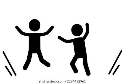 Image icon of a child jumping around energetically that causes noise problems, Vector Illustration