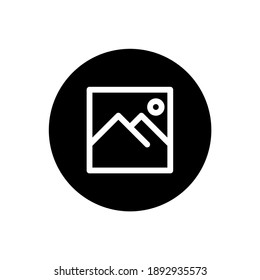 Image Icon. Image File Sign Symbol In Black Round Style. Vector