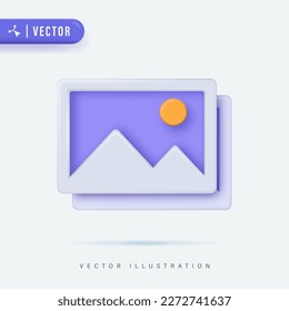 Image Icon with Mountain and Sun Landscape Vector Illustration.