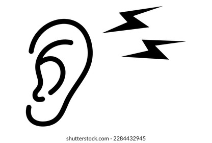 Image icon of noise irritating the ear, Vector Illustration