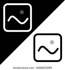 Image icon, Outline style, isolated on Black and White Background.