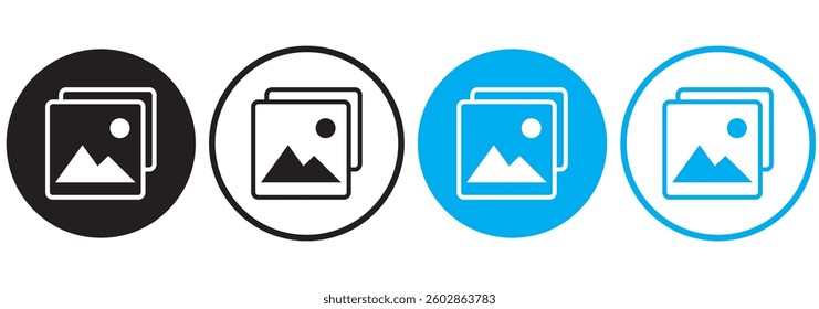 Image icon. Picture symbol. Photo album pictogram. Photo gallery vector illustration. Snapshot sign. Photograph button. Painting frame concept.