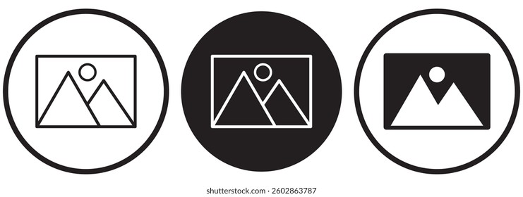 Image icon. Picture symbol. Photo album pictogram. Photo gallery vector illustration. Snapshot sign. Photograph button. Painting frame concept.