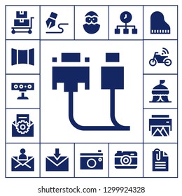  image icon set. 17 filled image icons.  Simple modern icons about  - Trolley, Panoramic, Spotlight, Cable, Email, Motorbike, Tent, Printer, Mail, Signature, Chick, Camera, Time