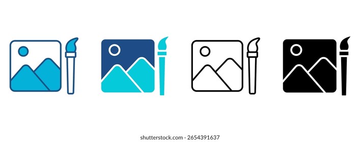 Image Icon Set With Multiple Styles. Vector Illustration