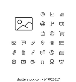 Image icon in set on the white background. Universal linear icons to use in web and mobile app.