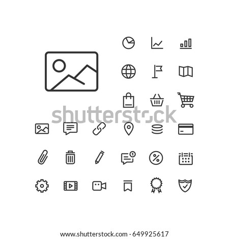 Image icon in set on the white background. Universal linear icons to use in web and mobile app.