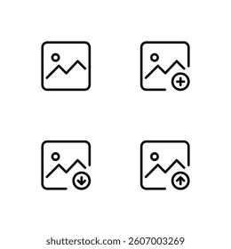 Image icon set. Picture icon. Gallery icon. Add image, up and download image.