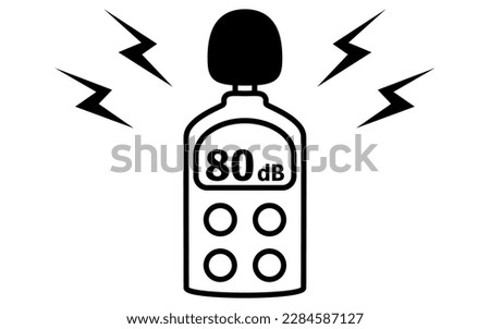 Image icon of a sound level meter showing a noise level (dB) of 80 dB, Vector Illustration