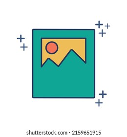 Image icon vector illustration glyph style design with color and plus sign. Isolated on white background.