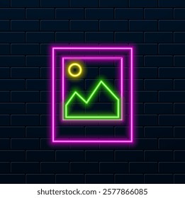 Image icon vector illustration. neon style.