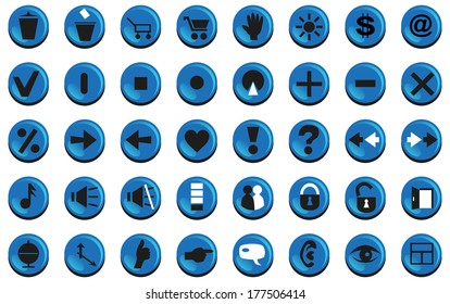 Image icons with blue buttons for computer and websites.