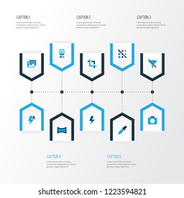 Image icons colored set with photographing, capture, circle and other angle elements. Isolated vector illustration image icons.