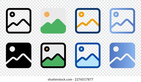 Iconos de imagen con un estilo diferente. Iconos de imagen. Conjunto de iconos de estilo diferente. Ilustración del vector