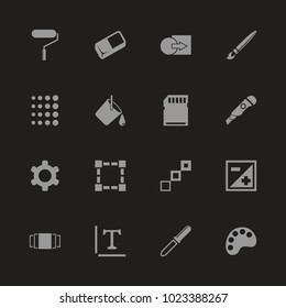Image icons - Gray symbol on black background. Simple illustration. Flat Vector Icon.
