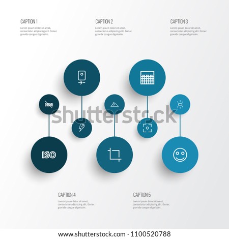 Image icons line style set with center focus, chessboard, brightness and other automatic elements. Isolated vector illustration image icons.