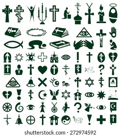 Image of  icons on white background on the topic Religion