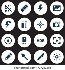 Image Icons Set. Collection Of Capture, Pen, Paintbrush And Other Elements. Also Includes Symbols Such As Flare, Healing, Pipette.