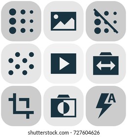 Image Icons Set. Collection Of Circle, Multimedia, Round And Other Elements. Also Includes Symbols Such As Automatic, Circle, Off.