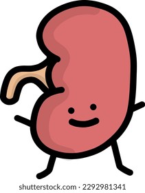 Image of an illustrated friendly-looking kidney with arms, legs and a face.