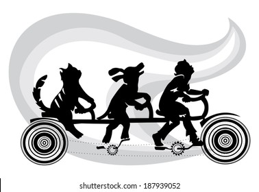 Image illustrates the image illustrates the friendship of man and animals, shows that a person lives in symbiosis with pets and so its goal is to find solution to the problem of stray animals