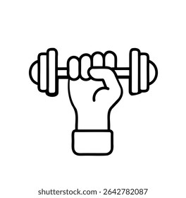 The image illustrates a hand gripping a dumbbell on white background.