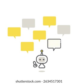 An image illustration of an AI assistant that proposes many ideas. Simple and stylish line drawing illustration
